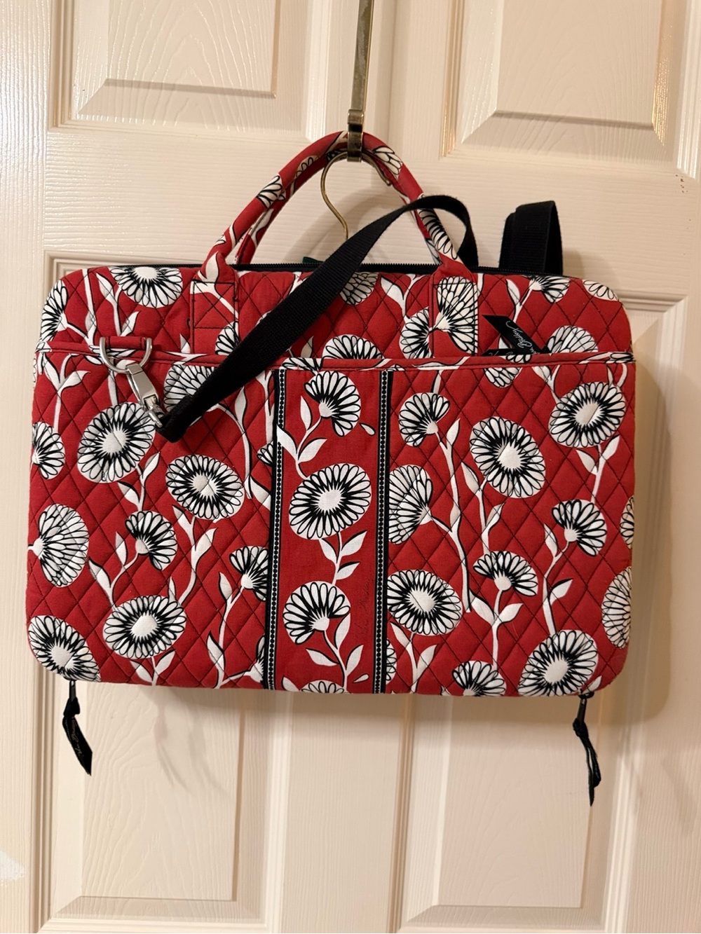 Vera Bradley Red Floral Quilted Laptop Tote